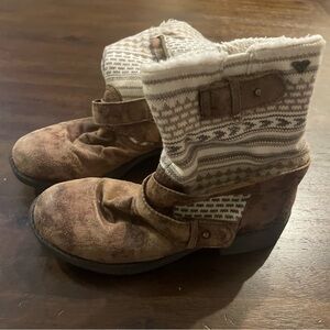 Roxy Storm II Fur Knit‎ Fair Isle Faux Fur Lined Ankle Boots ARJB700073 Womens